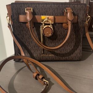 Michael Kors Dark Brown and Tan Satchel